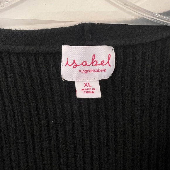 Isabel Maternity Black Ribbed Wrap front Sweater Cozy Stylish Baby Bump Sz. XL - Picture 2 of 8